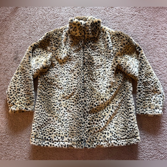 vintage leopard print fur jacket oversized womens retro animal print jacket